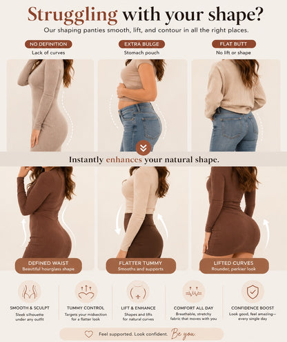 High-waisted shaping thong description image